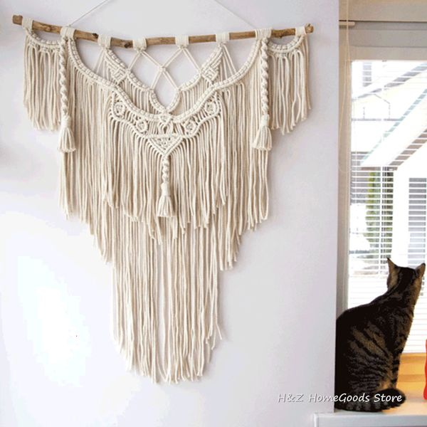 Decorazioni da Giardino Grandi Dimensioni Macrame Arazzo Appeso a Parete Artigianato Boemo Tessuto Moderno Boho Soggiorno Camera da Letto Decorazione 75 * 100 cm 230511