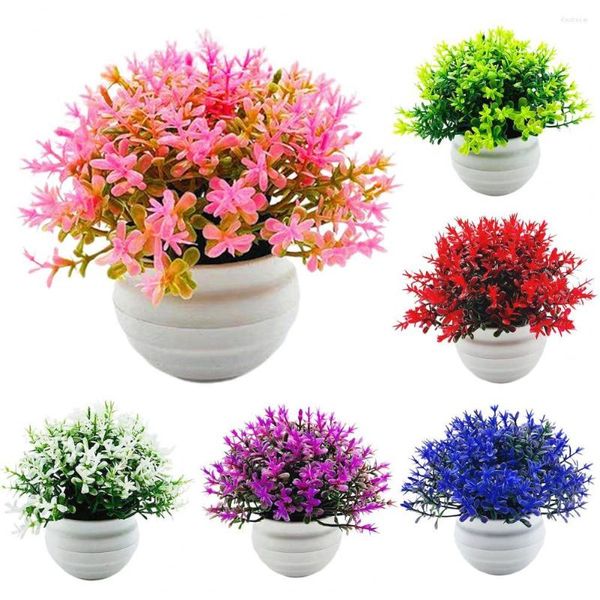 Flores decorativas Planta artificial panela colorida grama multicolorida fácil de cuidar de plantas falsas artísticas para a fazenda