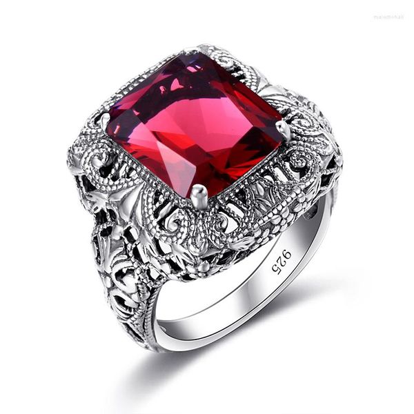 Cluster Rings Уникальные ручной работы 925 серебряного серебряного кольца Ruby Stones для мужчин Винтажные роскошные женские ювелирные ювелирные изделия Оптовые