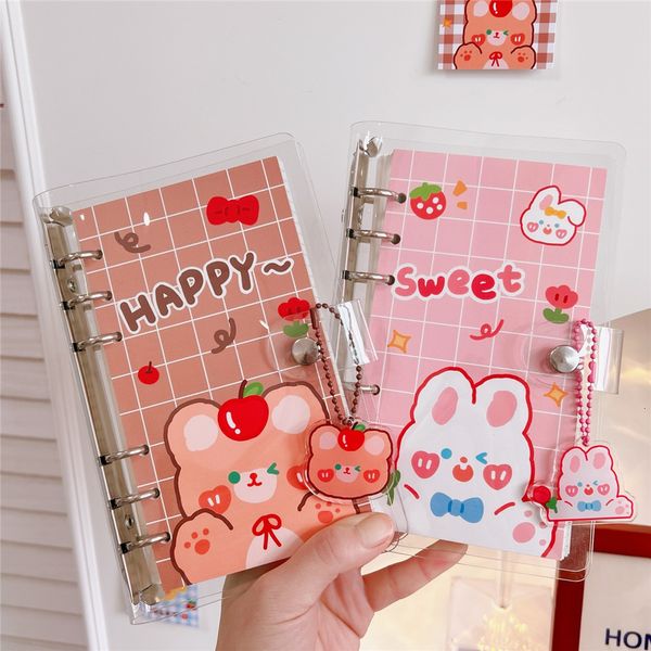 Not defterleri Kawaii Bear Bunny Spiral Binder Defter Izgara Yatay Çizgiler İç Çekirdek Estetik Gündem Planlayıcı Organizatör Not Kitap Dergiler 230511