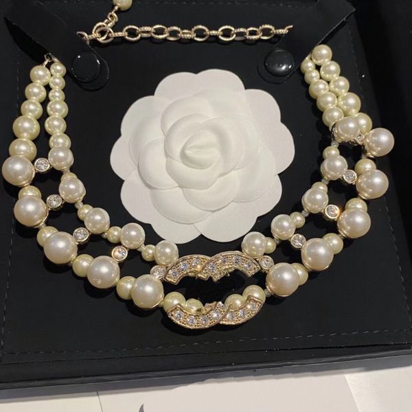 18k colares de corrente de pérolas de ouro de 18k moda moda novo designer gargantilha de luxo de luxo colar de alta qualidade presentes de joias de jóias de joias