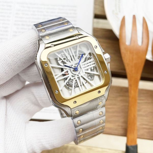 Orologio da uomo orologio cavo completamente automatico orologi meccanici Design zaffiro a doppia pieghevole cinghia in acciaio inossidabile impermeabile 48 mm