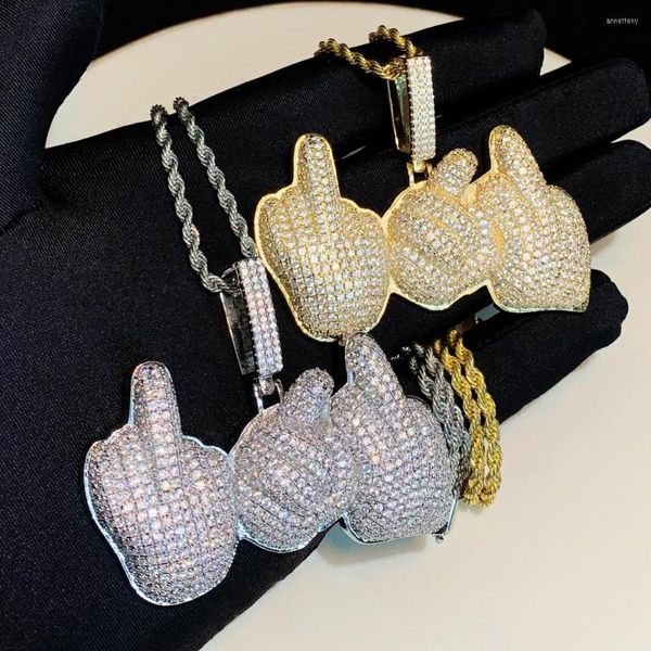 Colares pendentes de pingente soltar navio gelado de hip hop punho pavimentado completo 5a cz banhado a ouro cor de prata para homens jóias de hiphop homens