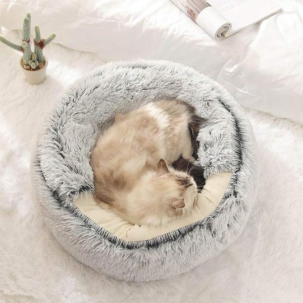 Camas de gato meio círculo de cama círculo de cachorro de estimação macio para cães produtos de cesta produtos de almofada de almofada para dormir sofá