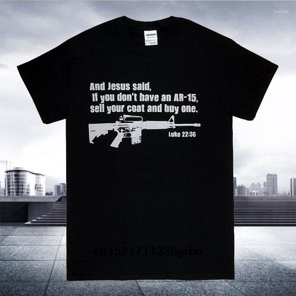 T-shirt da uomo Camicia da uomo Jesus Pro Gun AR15 Luke 2236 Bibbia cristiana T-shirt divertente Novità Tshirt Donna
