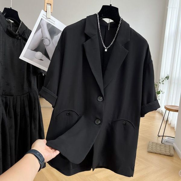 Herrenanzüge Sommeranzug Jacke Herren Kleidung Frauen lässige losen Single Breauzed Terno Maskulino Koreanische Mode halbe Ärmel schwarze Blazer