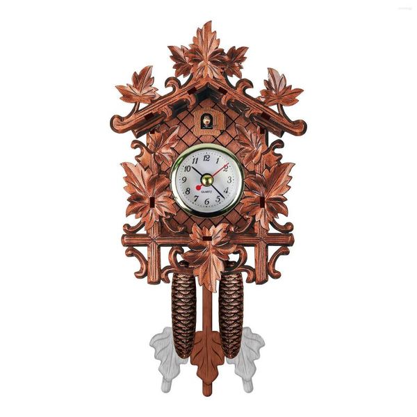 Wanduhren Kuckucksuhr Glockenspiel Alarm Retro Holz Wohnzimmer Vogeluhr Dekorationen L3