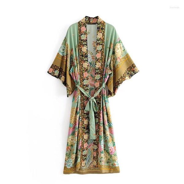 Etnik Giyim Yeşil Yukata 2023 Japon Moda Batağı Kadın Japonya Robe Kimono Haori Obi Kadınlar Geleneksel Kimonos