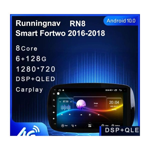 Araba DVD DVD Player 4G LTE Android 10.1 Fit / Smart Fortwo 2021 Mtimedia Stereo Araba Navigasyon GPS Radyo Damla Teslimat Mobilyalar Motosiklet El Dhfzm