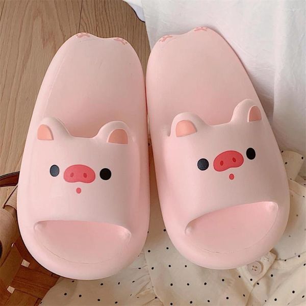 Тапочки милые мультипликационные розовые свиньи дизайн дизайна женщин Slipper 2023 Мода Мужчины Летнее отдых Слайды Сандалии Пара женские туфли