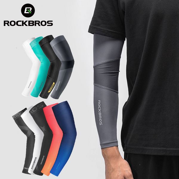 Арм -нога Warmers Rockbros одна пара ледяная ткань дышащая ультрафиолетовая защита от рукавов рукава фитнеса баскетбольная локоть