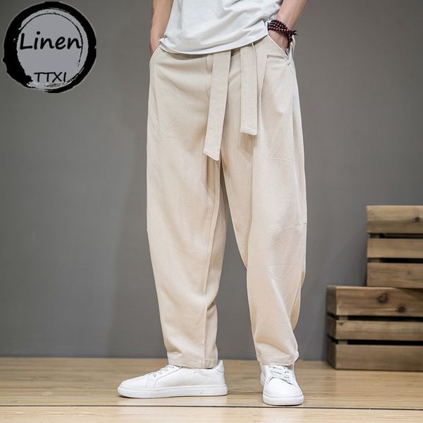 Männer Hosen Frühling Baumwolle Leinen Hosen Männer Elastische Taille Casual Harem Hose Lose Jogginghose Traditionelle Chinesische Hosen pantalons homme 230512