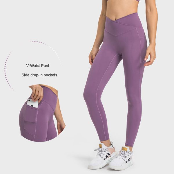 L-199 Calzamaglia a vita alta Pantalone a vita alta Pantaloni da yoga elastici No T-Line Leggings da donna Pantaloni sportivi da donna Senso nudo Pantaloni fitness