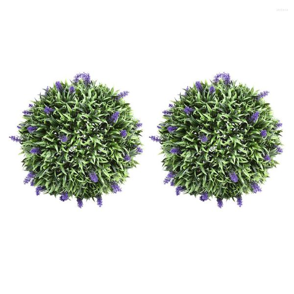 Flores decorativas 2 PCs pendurados topiários artificiais de casamento artificial Bola de capim -bola plantadores ao ar livre Butas falsas de bouquets de decoração floral