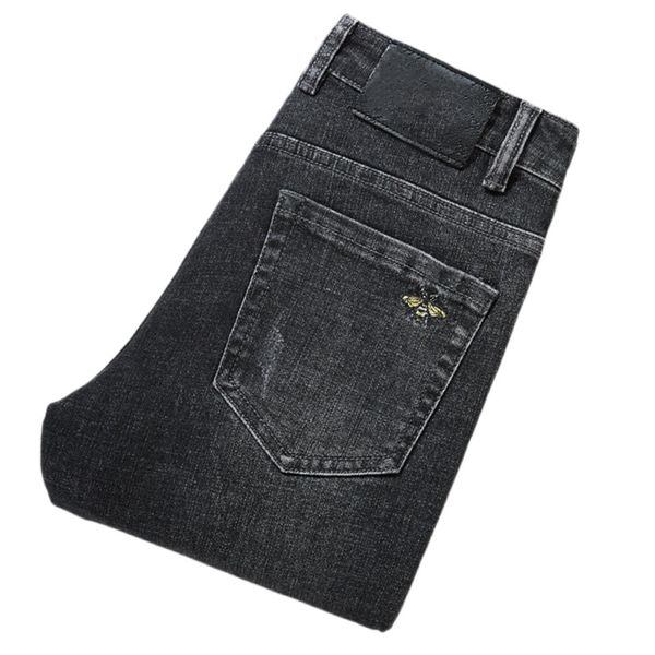 New JEANS chino Pantaloni pantalone Pantaloni da uomo Stretch Autunno inverno jeans attillati pantaloni di cotone lavati dritti business casual Little Bee ricamo G8089G