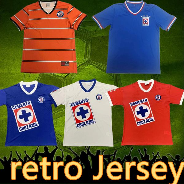 Retro CRUZ AZUL 1996 1973 1974 CAMPOS retro futbol formaları ev mavi deplasman beyaz turuncu 1997 eski klasik futbol tişörtü Eski gömlek maillots de futbol