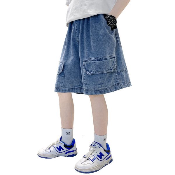 Shorts Jungen Blau Kurze Hose mit Tasche Sommer Sport Teenager Kinder Knielange Shorts Große Größe 5 6 7 8 10 12 13 14 Jahre alt 230512