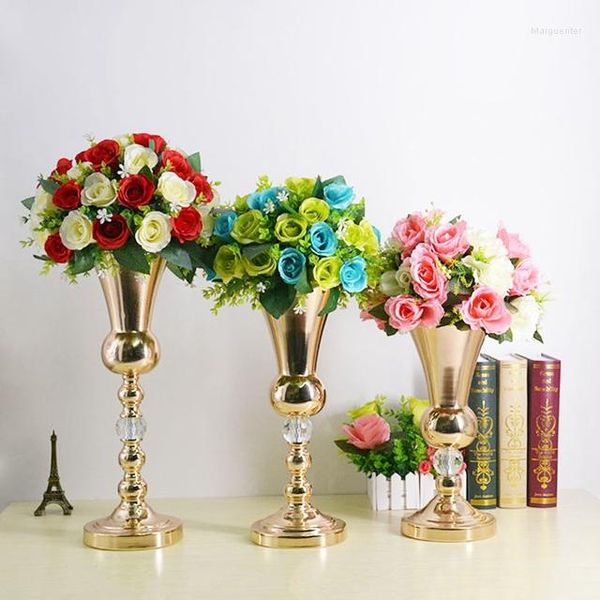 Decorazione del partito 14pcs Metallo Fibra di vetro Tromba Vaso Centrotavola Porta fiori Matrimonio Envents Yudao1512