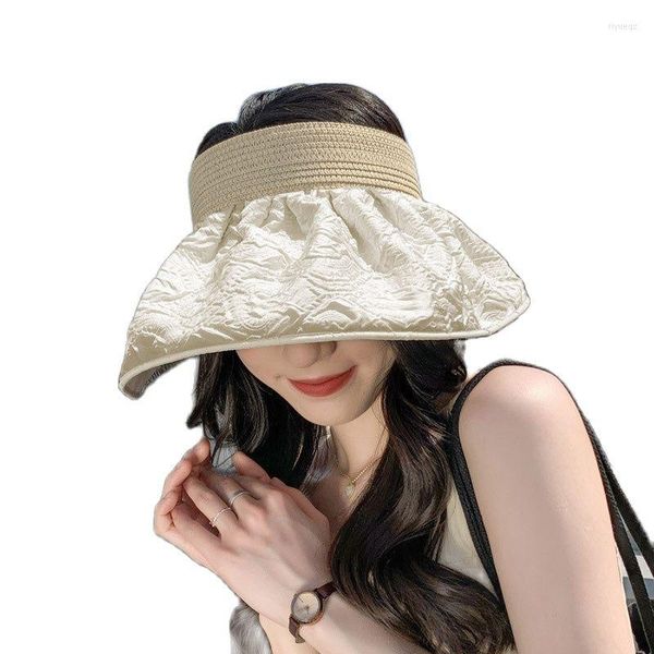 Cappelli a tesa larga Cappello con visiera pieghevole da donna Estate da viaggio da donna Protezione UV in topless Protezione solare per il tempo libero Parasole Shell Gorros