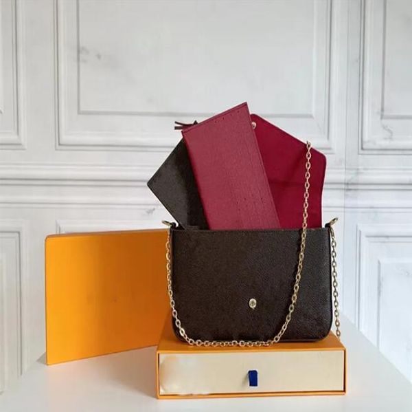 borsa firmata POCHETTE borsa a catena borsa a tracolla borsa a tracolla da donna Borsa a tracolla da donna Borsa a mano Borsa a tracolla marsupio porta carte in rilievo portafoglio con scatola viola rosso