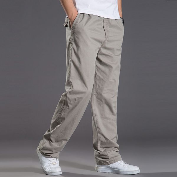 Herrenhosen Herren Casual Cargo Baumwolle Hosen Männer Tasche Lose Gerade Hosen Elastische Arbeitshose Marke Fit Jogger Männlich Super Große Größe 6XL 230512