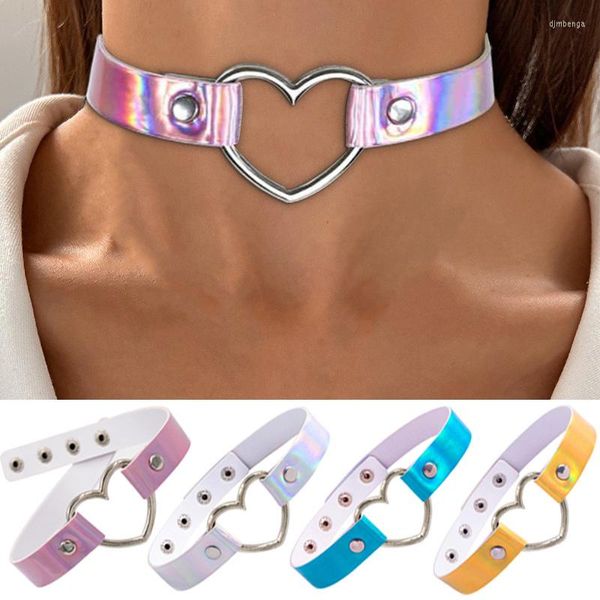 Halsband Harajuku Hip Hop PU Leder Hohl Herz Anhänger Halskette Für Frauen Männer Punk Gothic Aussage Sexy Hals Schmuck Cosplay