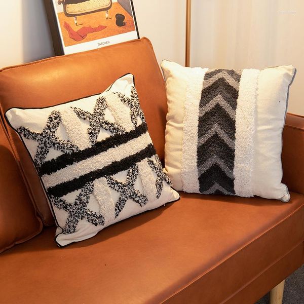 Fodera per cuscino in cotone 45x45cm / 30x50cm Decorazione neutra fatta a mano in stile Boho per divano divano letto del soggiorno