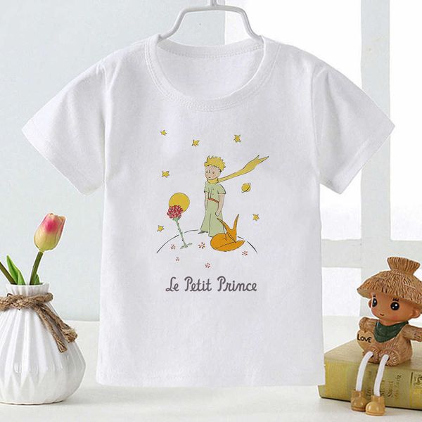 T-shirt Letterarie Fiabe Ragazza Baby Tshirt Piccolo Principe Stampato Moda Coreana Tendenza Abbigliamento per bambini Estate Casual Top Tessuto morbido AA230511