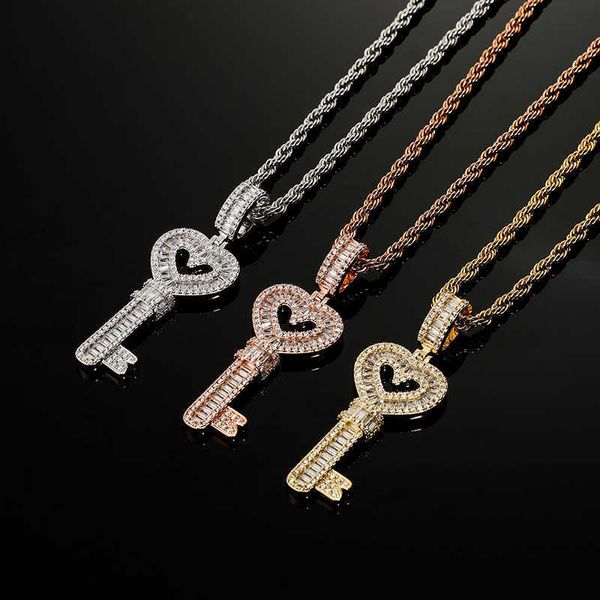 Super Flash Ins Lock Bone Chain Heart Key Подвесной колье приливное квадратное квадратное бриллиантовое премиум