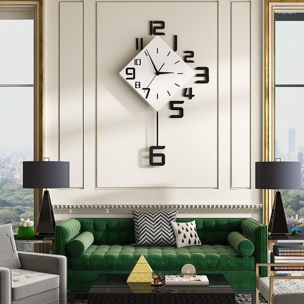 Wanduhren Home Wohnzimmer Dekor Pendeluhr geräuschlos, nicht tickend, 3D-Aufkleber, Zahlen, Uhr, Küche, Horloge