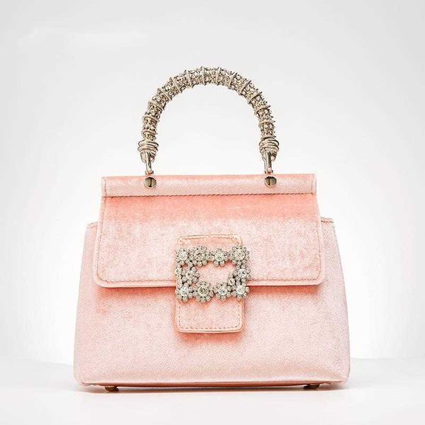 Omuz Çantaları Metal Üst Tutar Kadınlar İçin Kadife Çantalar 2023 Tasarımcı Şık Rhinestone Cüzdanlar ve Yüksek Kaliteli Butik Crossbody Bag 230426