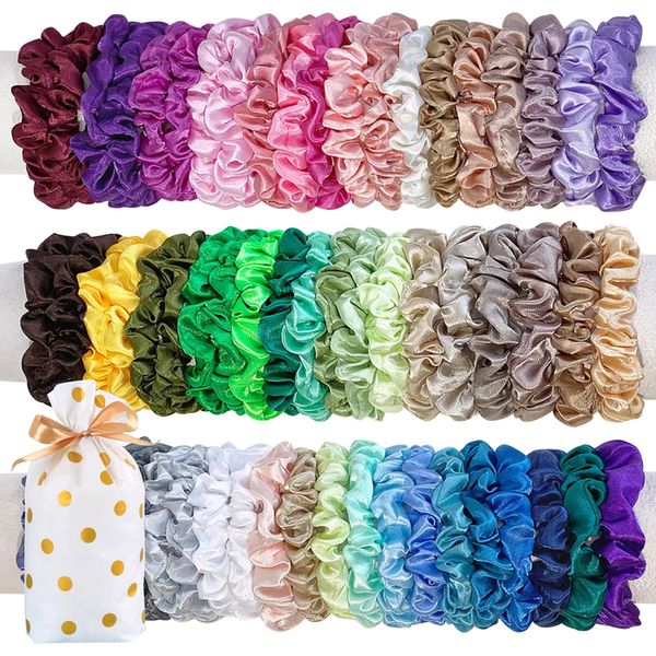 Acessórios para cabelos de cabeça de cabeça por atacado 60pcs cetim scrunchies de seda elástica suportes de cauda de borracha para laços de banda 230512