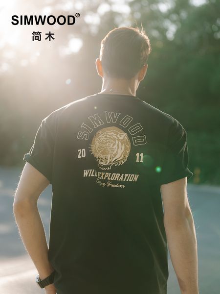Herren T-Shirts Sommer Oversize T-Shirts Männer Zurück Tiger Print Plus Größe 100 % Baumwolle Tops Bequeme T-shirts SM120014 230511