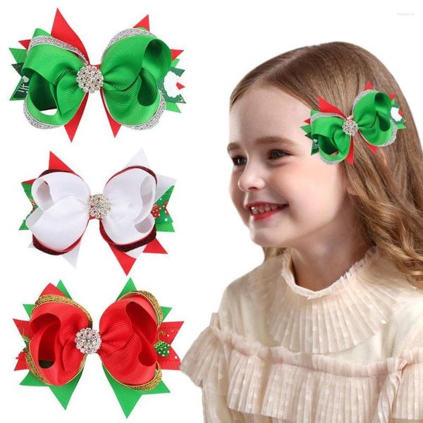 Accessori per capelli Fermaglio per fiocco di Natale Forcine per capelli Bowknot Barrette da 5,5 pollici Per bambini Fermagli per capelli Boutique Hairgrip Accessori per feste di festa