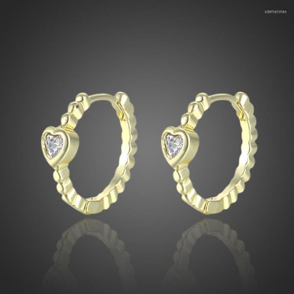 Серьги обруча Huggie Heart Crystal Clip на крошечные для женщин Золотая мода Тенфрилы 2023 Jewelryhoop Odet22