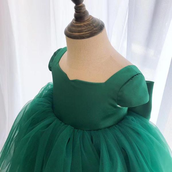 Vestidos de menina verde tutu baby batismo vestido para vestido de batismo de casamento infantil de 1 ano de festa de aniversário use vestidos
