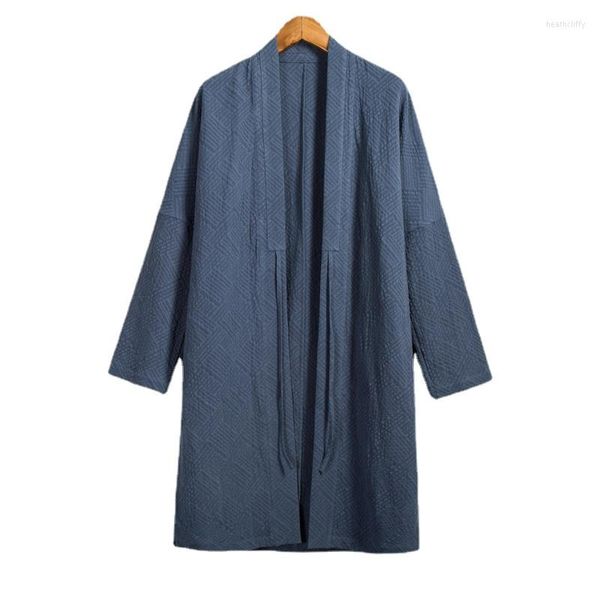 Herren-Trenchmäntel, chinesisches traditionelles Kleid, Übergröße, Robe, Umhang, Retro, locker, lang, Leinen, Herrenmantel, Strickjacke, Oberteil