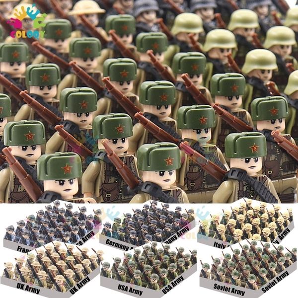 Soldier Kids Toys Toys WW2 Figuras militares Bloco de construção de soldados do exército da nação Assemble Bricks Educational for Boys Christmas Gift 230511