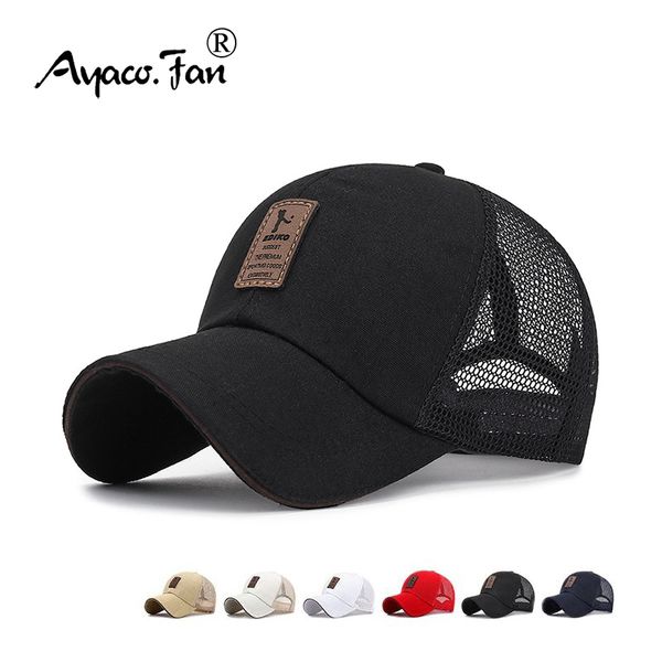 Ball Caps Einfache Trucker Hut Solide Baseball Kappe Männer Mesh Atmungsaktive Sonnenschutz Caps Label Stick Sonnenhut Sommer Golf Baseball Hut 230511