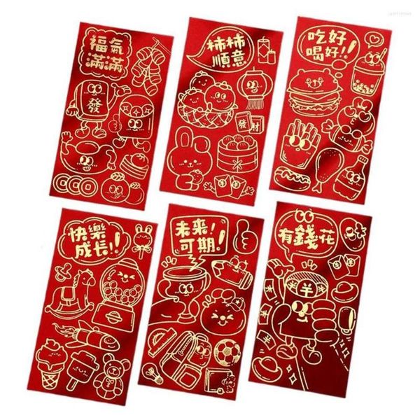 Hediye sargısı 18pcs 2023 Karikatür Kırmızı Zarflar Çin Paketleri Bahar Festivali Hongbao Düğün Para Çantası