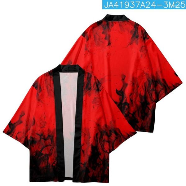 Ethnische Kleidung Japanische Yukata Samurai Roter Druck Kimono Mann Hemd Traditionelle Haori Frauen Harajuku Strickjacke