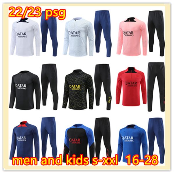 23/24 Paris Trainingsanzüge Trainingsset S 2023 Mbappe Kit Survêtement Fuß Tuta Jacke Retro Futbol Fußball Fußball Männer und Kinder Chandal