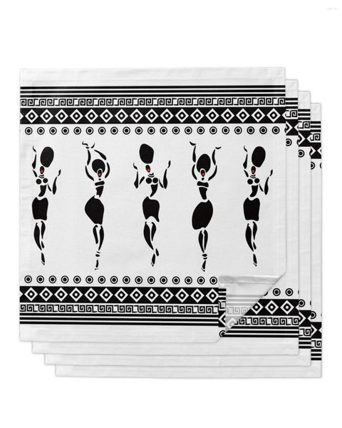 Столовая салфетка 4pcs Африканское племя Женские квадратные салфетки 50x50см для вечеринки свадебные украшения ткани кухонная ужин порция