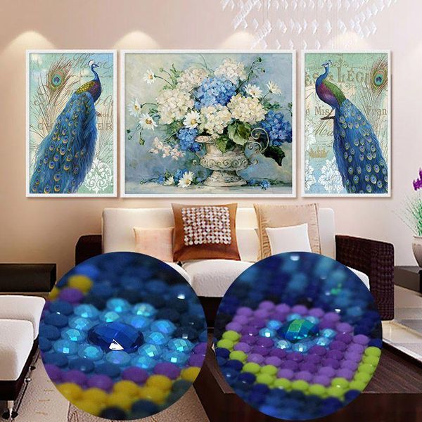 Stichnedlwork Diamant Stickerei 5d DIY Diamond Malerei Cross Stitch Speziell geformte Full Diamond Set Decorative Peacocks Blumen