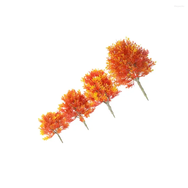 Fiori Decorativi 4 Pezzi Modello Acero Mini Paesaggio Finto Portatile Albero Arancione Vegetazione Forniture per Ornamenti Desktop Bambini