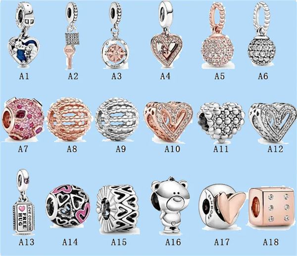 Charms in argento 925 con perline adatte al fascino pandora Nuovo prodotto Perline in oro rosa Perline d'amore dipinte a mano fai-da-te