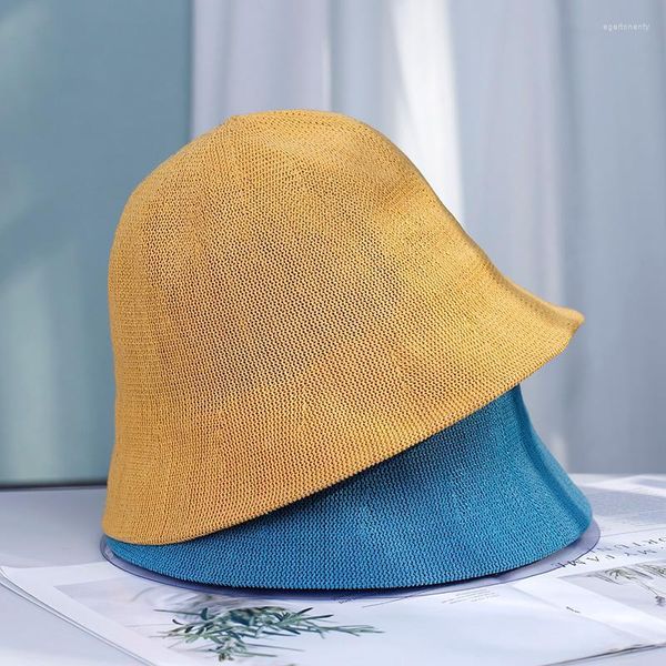 Cappelli a tesa larga da donna Paglia cinese Panamas Protezione UV Visiera parasole da spiaggia Visiera da donna Cappello estivo da pescatore femminile pieghevole Eger22