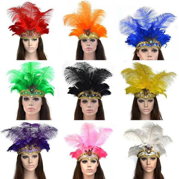 Волосы резиновые ленты Peacock Kids Band Band Halloween Carnival Feather Accessories 230512