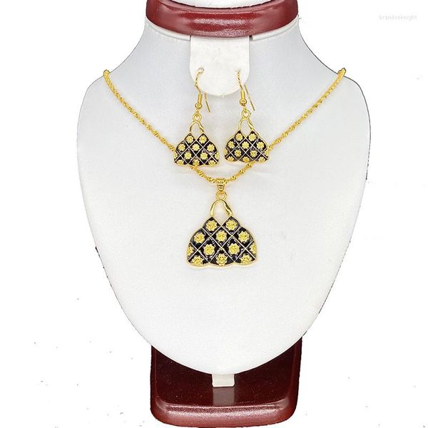 Collana Orecchini Set Africa Catena Piccola Per Donna Oro Dubai Collana/Pendente/Orecchino Europa Colore Nero Borsa Bambino Regalo Di Compleanno