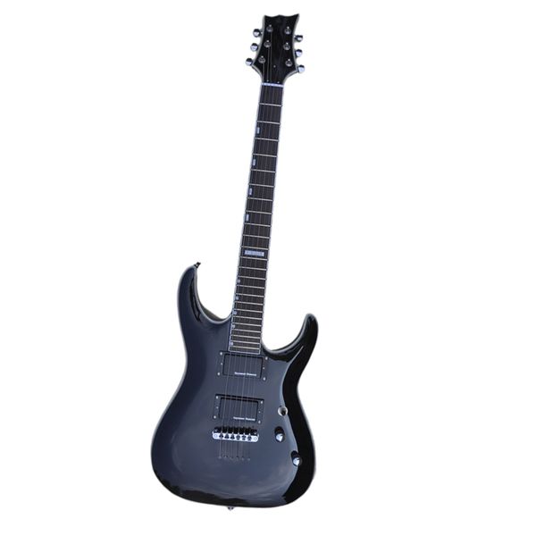 Guitarra elétrica de corda preta de corda preta com hardware cromado, ofereça logotipo/cor personalizada